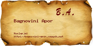 Bagnovini Apor névjegykártya